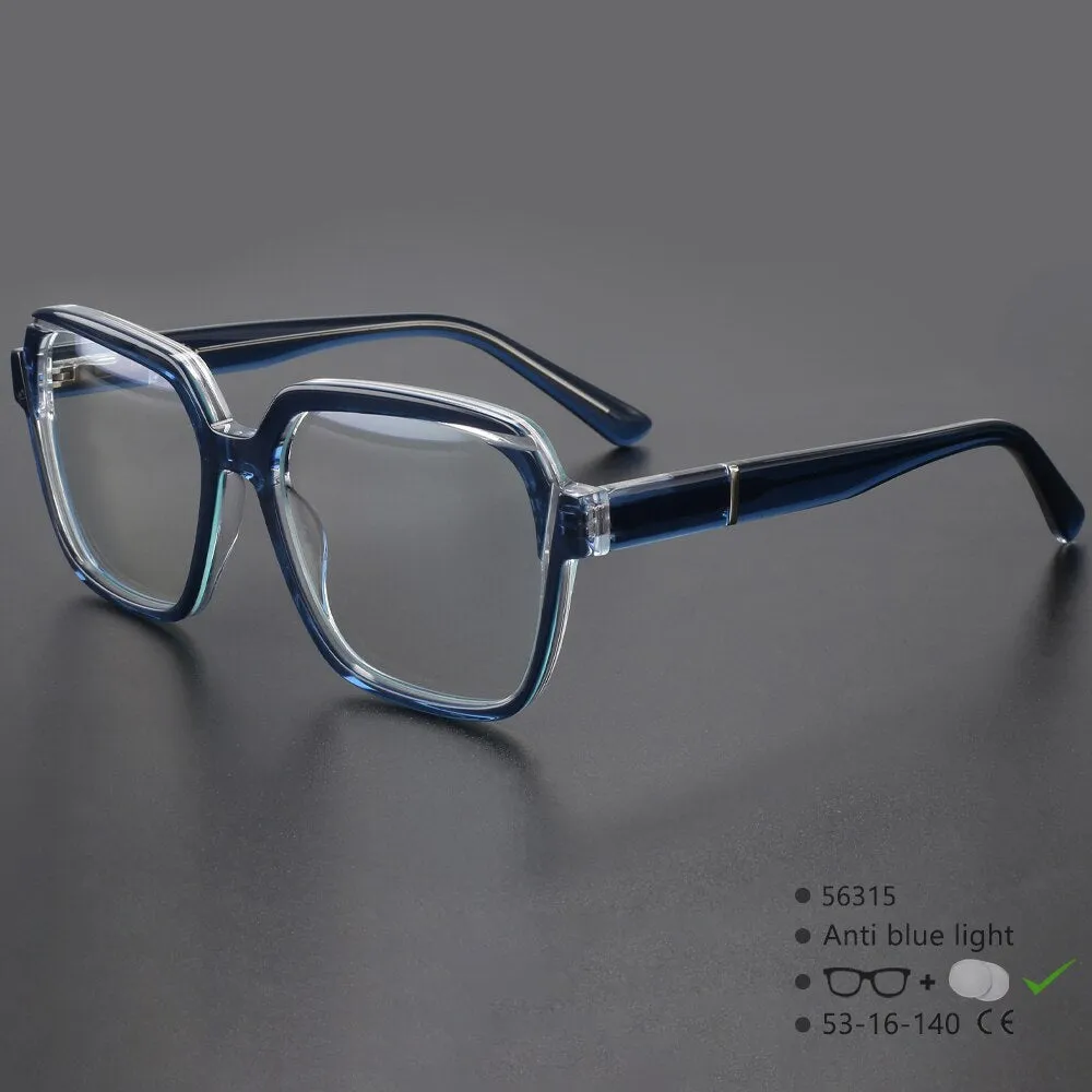 CCspace Unisex Full Rim Irregular Square Acetate Eyeglasses 56315