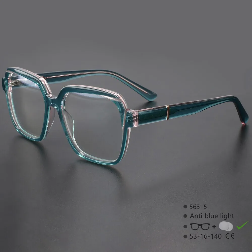 CCspace Unisex Full Rim Irregular Square Acetate Eyeglasses 56315