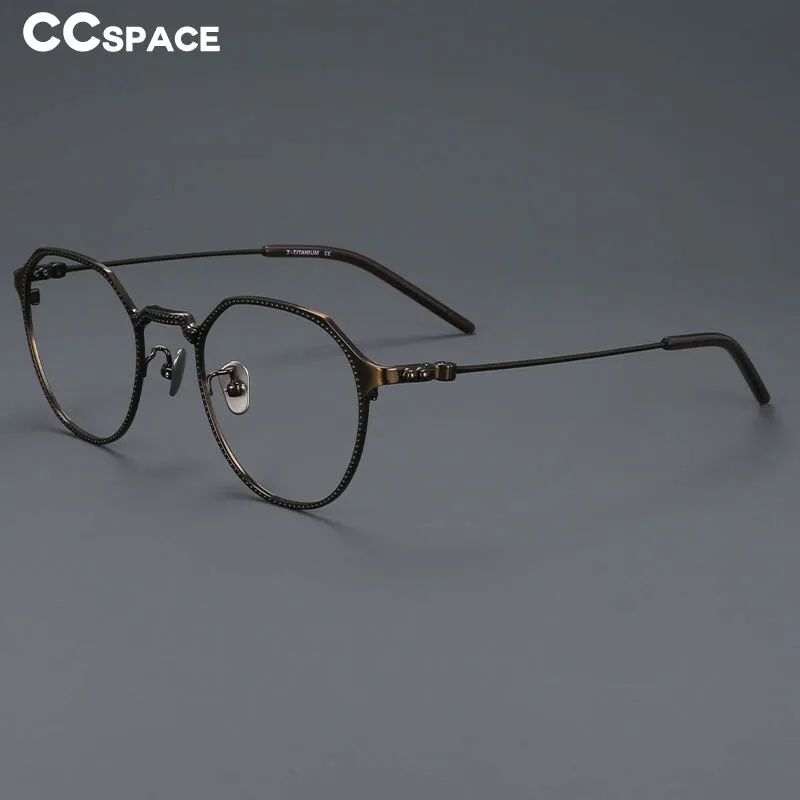 CCspace Unisex Full Rim Large Irregular Square Titanium Eyeglasses 55039