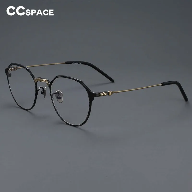 CCspace Unisex Full Rim Large Irregular Square Titanium Eyeglasses 55039