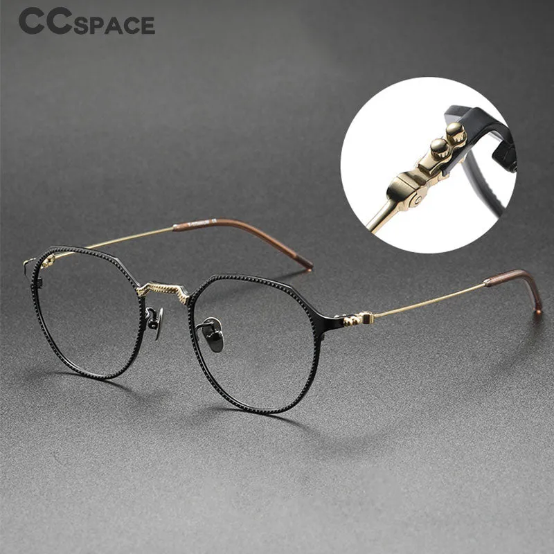 CCspace Unisex Full Rim Large Irregular Square Titanium Eyeglasses 55039