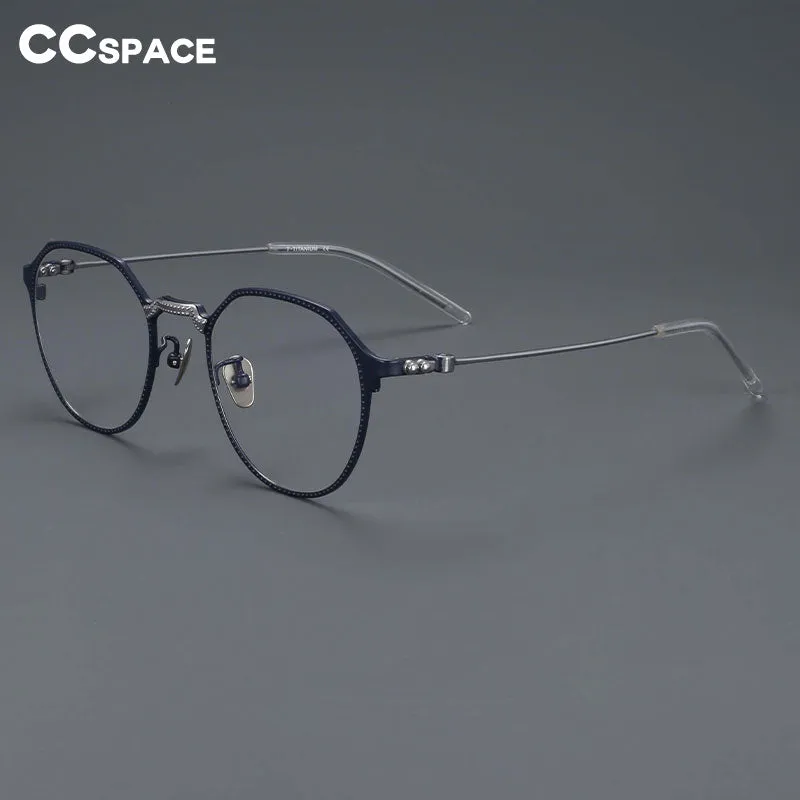 CCspace Unisex Full Rim Large Irregular Square Titanium Eyeglasses 55039