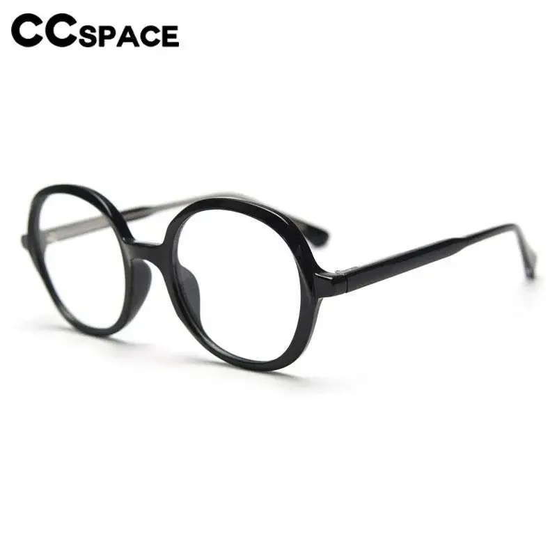 CCspace Unisex Full Rim Large Round Tr 90 Titanium Eyeglasses 56945