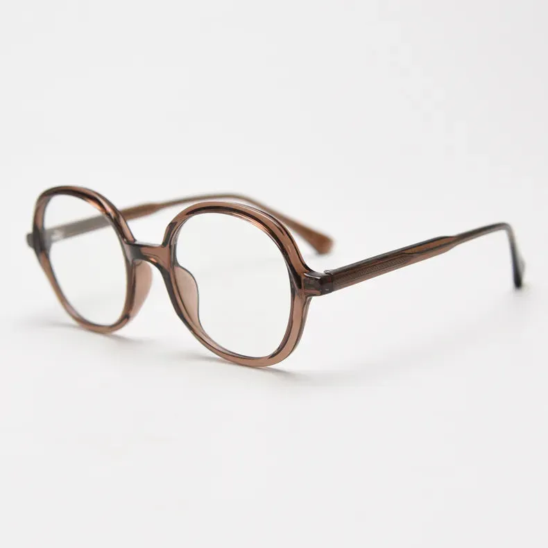 CCspace Unisex Full Rim Large Round Tr 90 Titanium Eyeglasses 56945