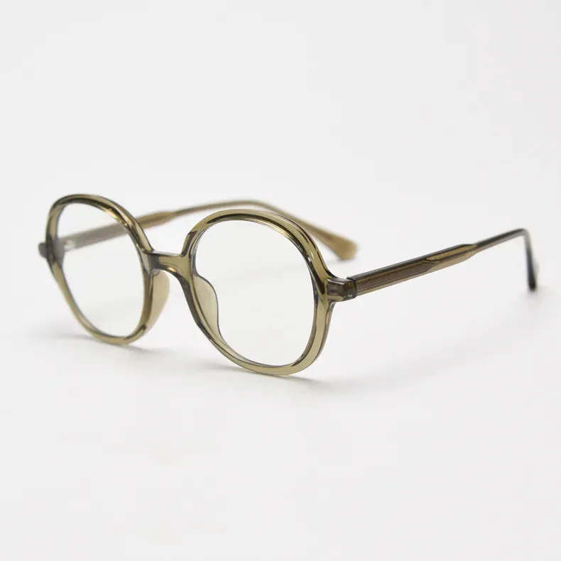 CCspace Unisex Full Rim Large Round Tr 90 Titanium Eyeglasses 56945