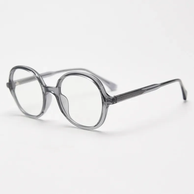 CCspace Unisex Full Rim Large Round Tr 90 Titanium Eyeglasses 56945