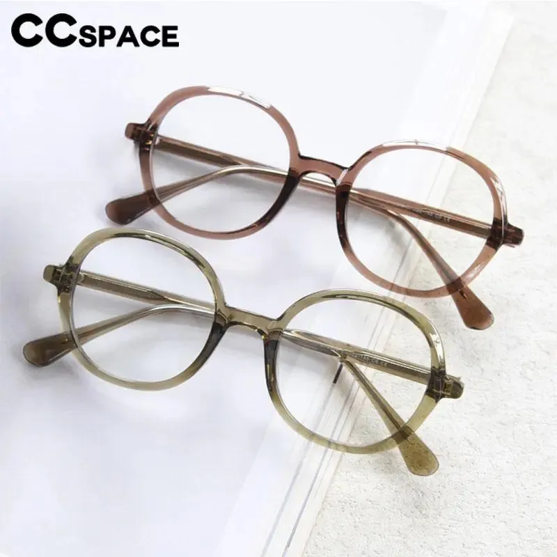 CCspace Unisex Full Rim Large Round Tr 90 Titanium Eyeglasses 56945