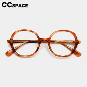 CCspace Unisex Full Rim Large Round Tr 90 Titanium Eyeglasses 56945