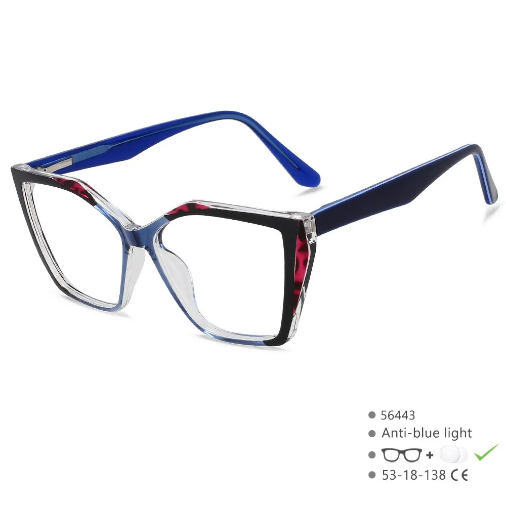 CCspace Unisex Full Rim Large Square Tr 90 Titanium Eyeglasses 56443