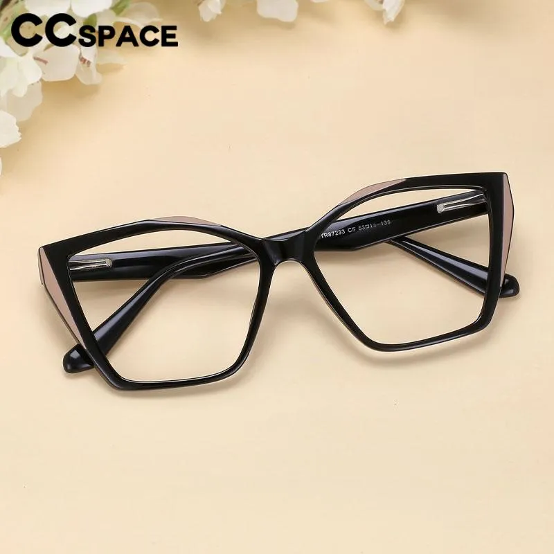 CCspace Unisex Full Rim Large Square Tr 90 Titanium Eyeglasses 56443