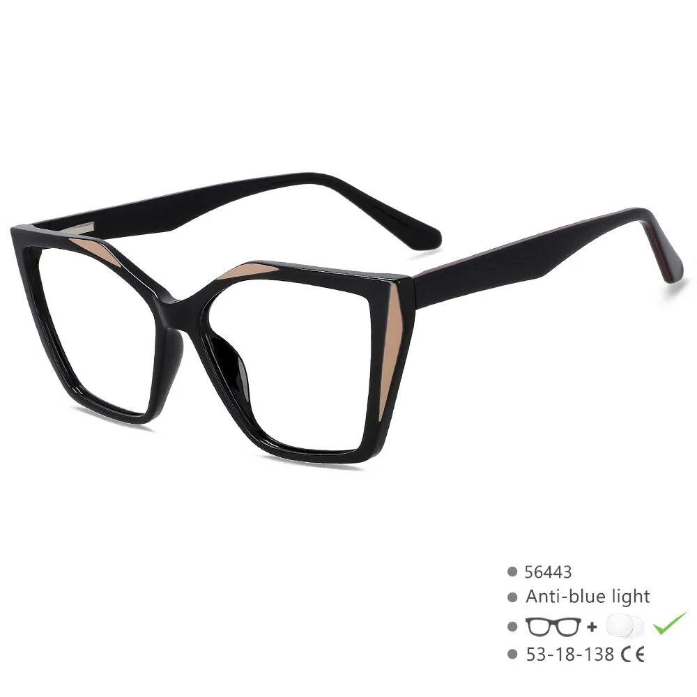 CCspace Unisex Full Rim Large Square Tr 90 Titanium Eyeglasses 56443