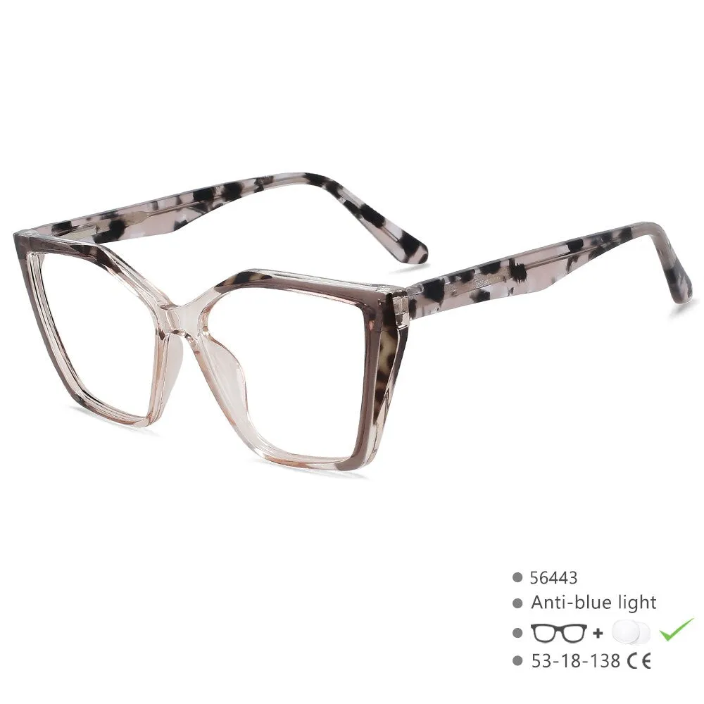 CCspace Unisex Full Rim Large Square Tr 90 Titanium Eyeglasses 56443