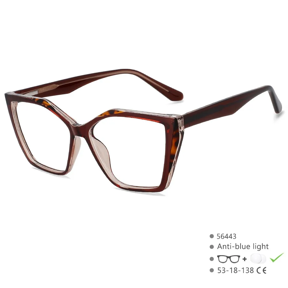 CCspace Unisex Full Rim Large Square Tr 90 Titanium Eyeglasses 56443
