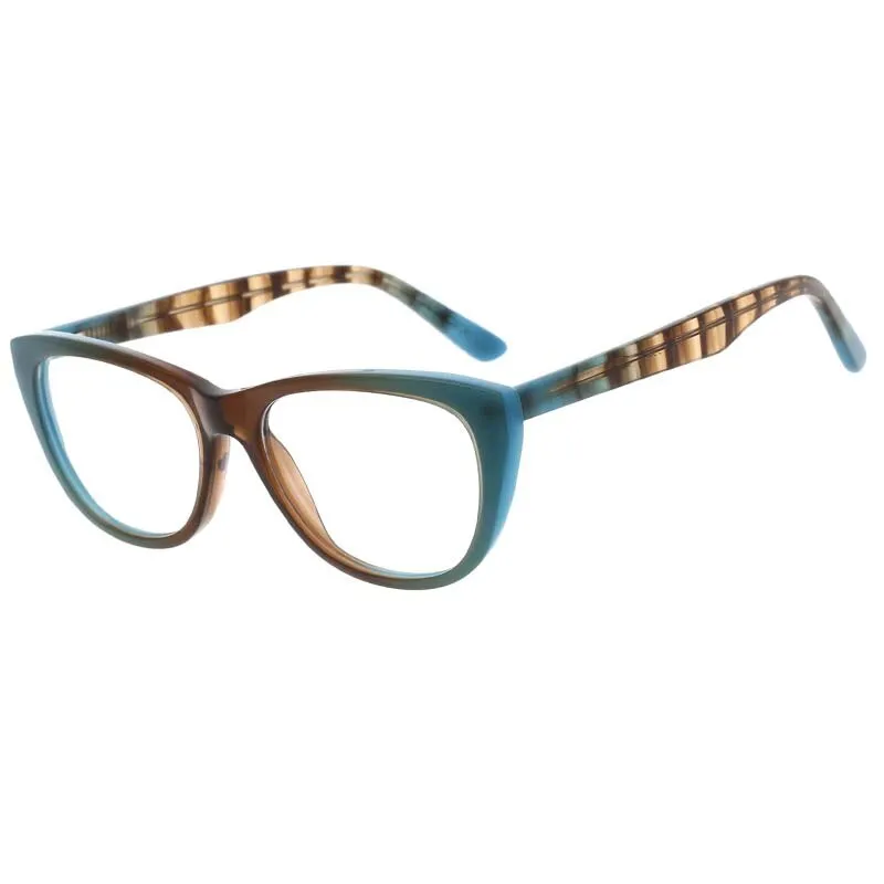 CCspace Unisex Full Rim Oval Cat Eye Acetate Frame Eyeglasses 53408