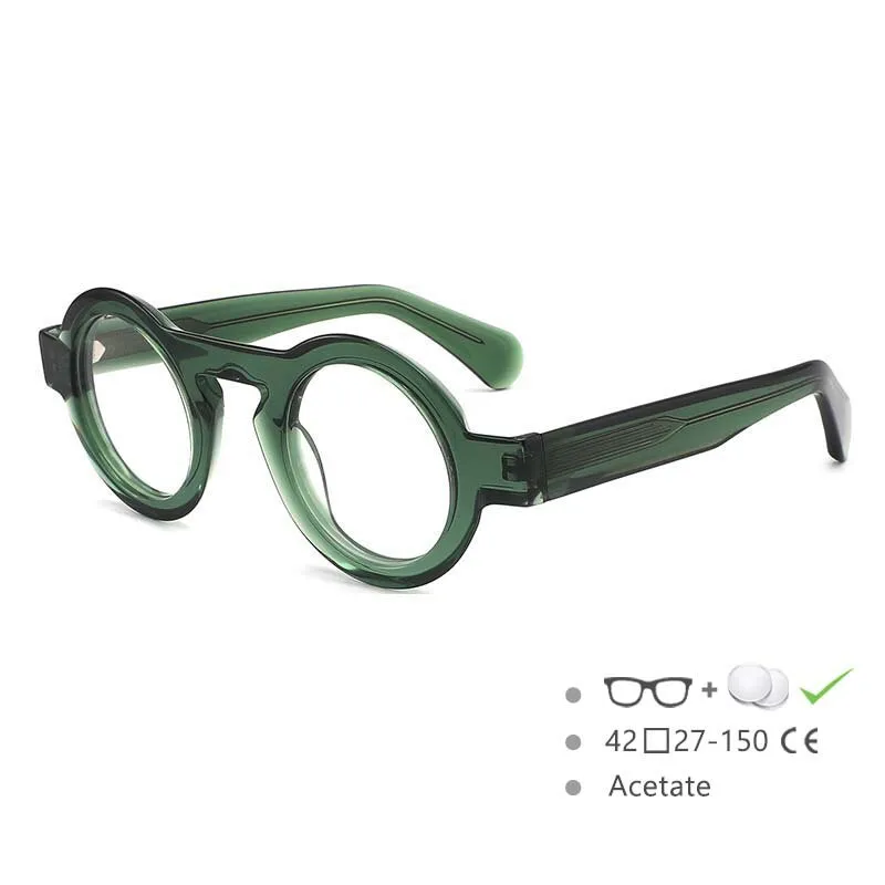 CCspace Unisex Full Rim Oversized Round Acetate Frame Eyeglasses 54576
