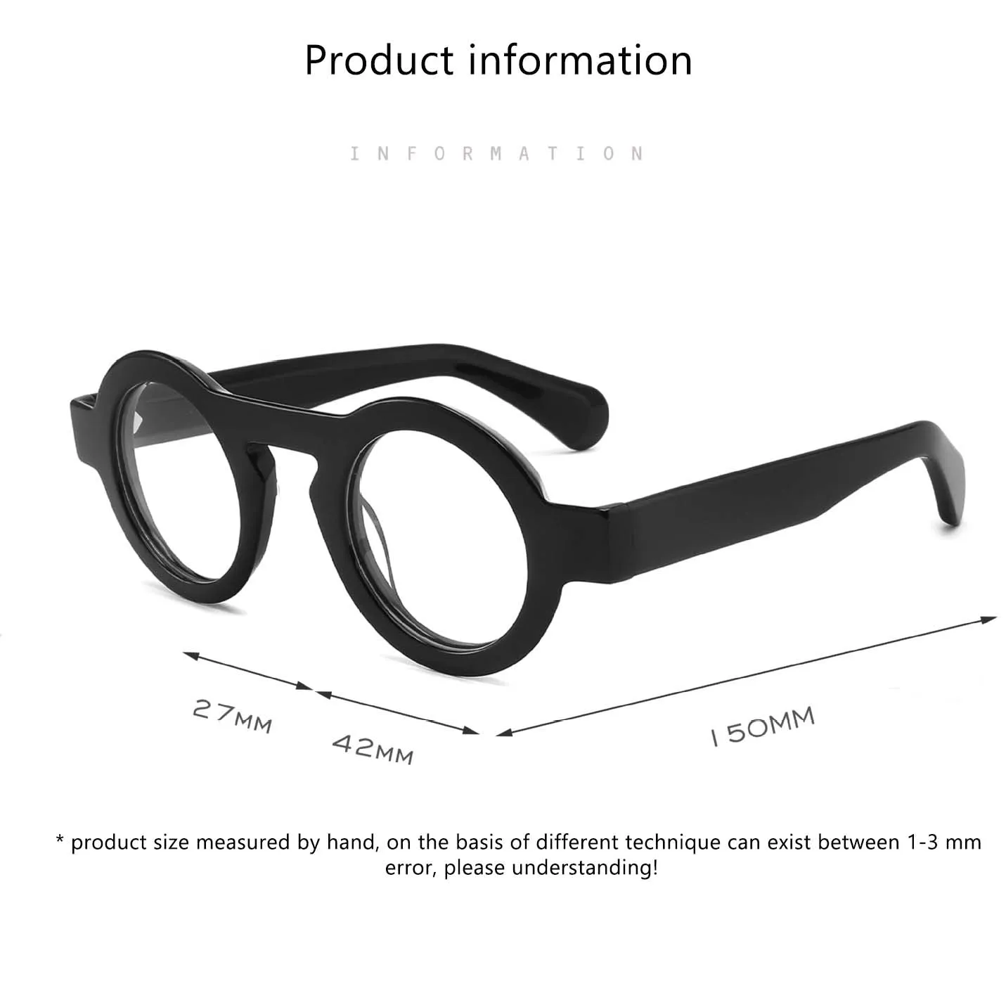 CCspace Unisex Full Rim Oversized Round Acetate Frame Eyeglasses 54576