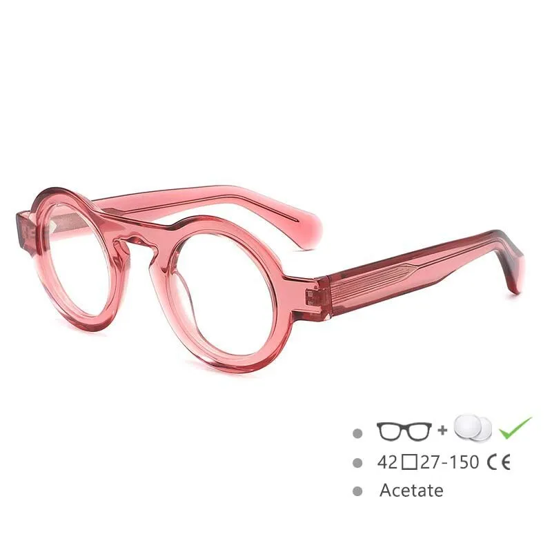 CCspace Unisex Full Rim Oversized Round Acetate Frame Eyeglasses 54576
