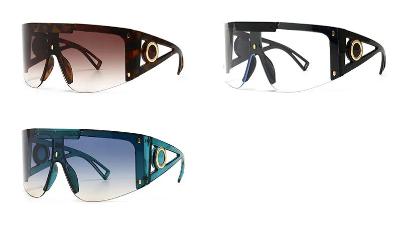 CCspace Unisex Full Rim Oversized Square One Lens Resin Frame Sunglasses 46626