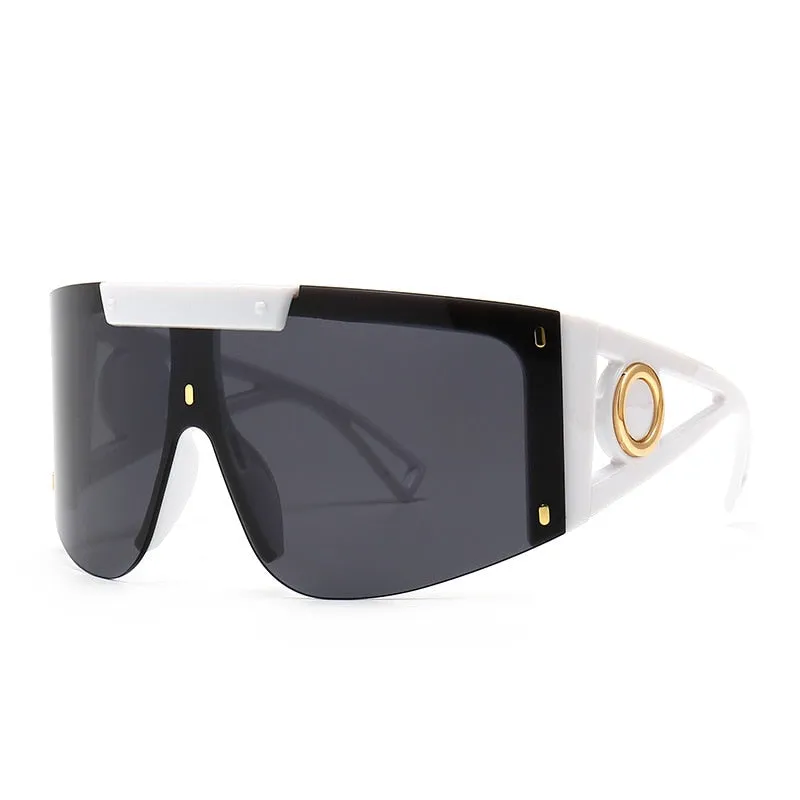 CCspace Unisex Full Rim Oversized Square One Lens Resin Frame Sunglasses 46626