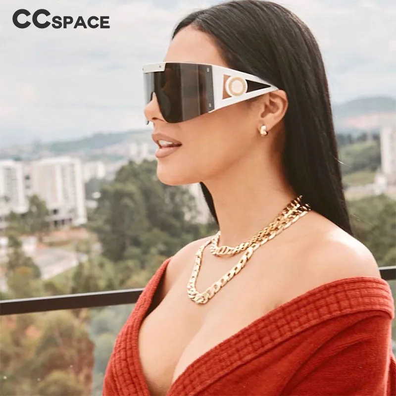 CCspace Unisex Full Rim Oversized Square One Lens Resin Frame Sunglasses 46626
