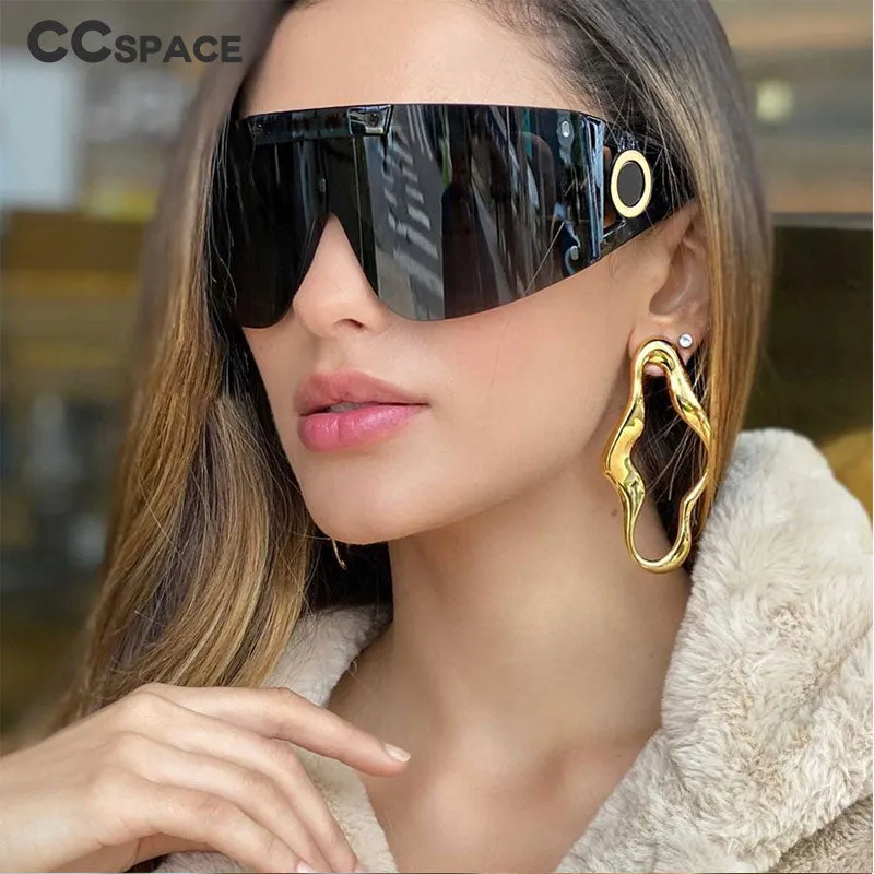 CCspace Unisex Full Rim Oversized Square One Lens Resin Frame Sunglasses 46626