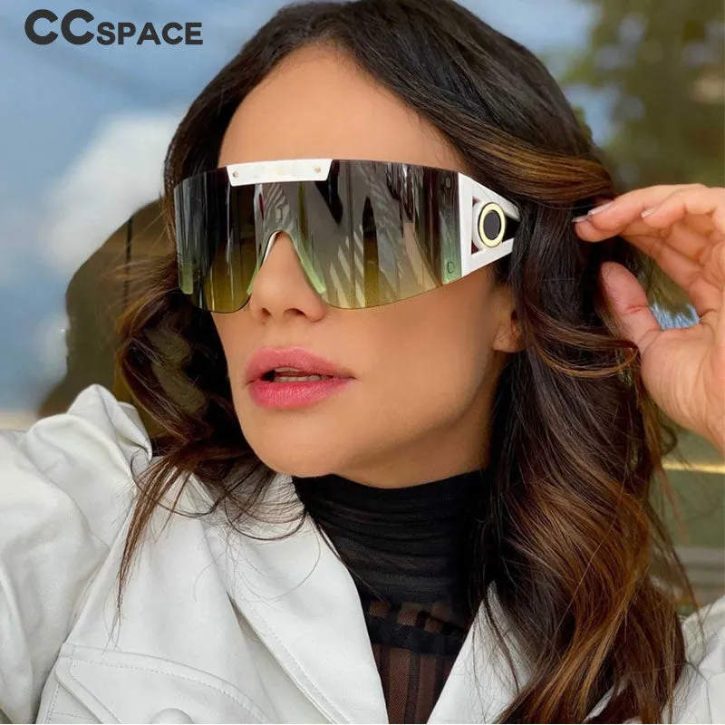 CCspace Unisex Full Rim Oversized Square One Lens Resin Frame Sunglasses 46626