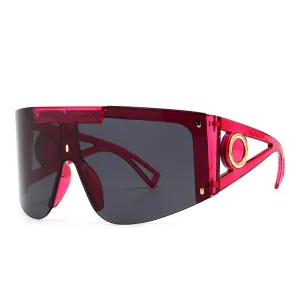 CCspace Unisex Full Rim Oversized Square One Lens Resin Frame Sunglasses 46626