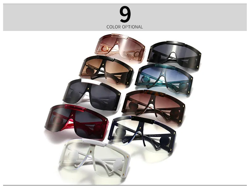 CCspace Unisex Full Rim Oversized Square One Lens Resin Frame Sunglasses 46626