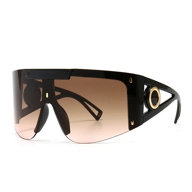 CCspace Unisex Full Rim Oversized Square One Lens Resin Frame Sunglasses 46626