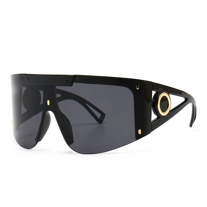 CCspace Unisex Full Rim Oversized Square One Lens Resin Frame Sunglasses 46626