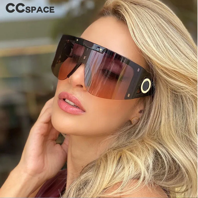 CCspace Unisex Full Rim Oversized Square One Lens Resin Frame Sunglasses 46626