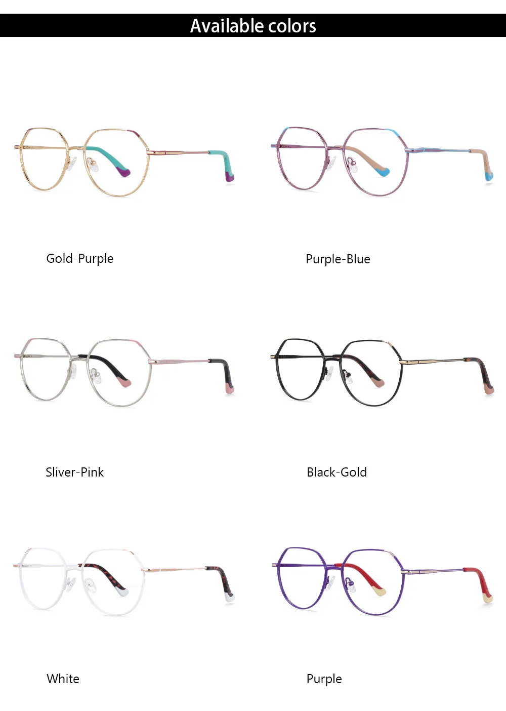 CCspace Unisex Full Rim Polygonal Round Alloy Frame Eyeglasses 54316