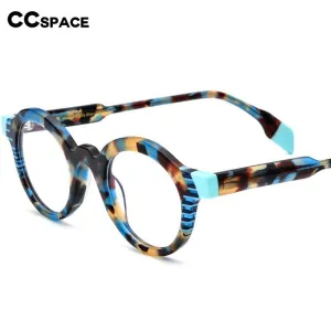 CCspace Unisex Full Rim Round Acetate Eyeglasses 53153