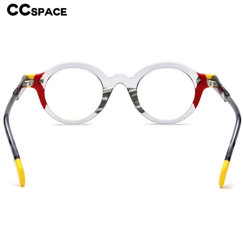 CCspace Unisex Full Rim Round Acetate Eyeglasses 53153