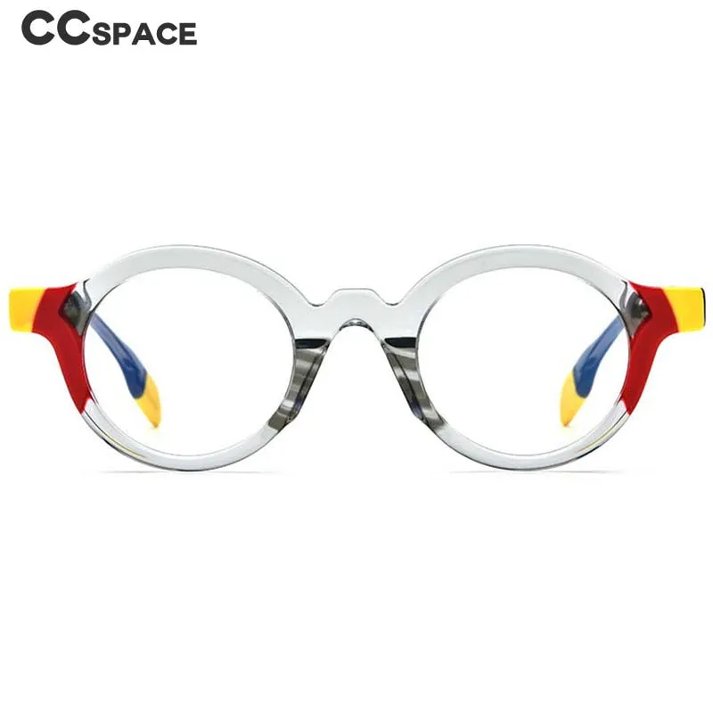 CCspace Unisex Full Rim Round Acetate Eyeglasses 53153