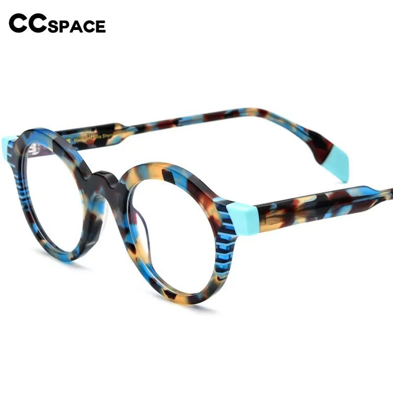 CCspace Unisex Full Rim Round Acetate Eyeglasses 53153