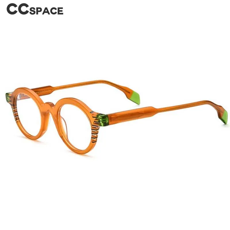 CCspace Unisex Full Rim Round Acetate Eyeglasses 53153