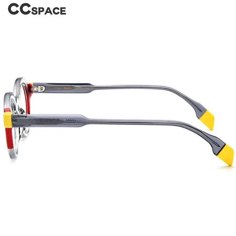 CCspace Unisex Full Rim Round Acetate Eyeglasses 53153