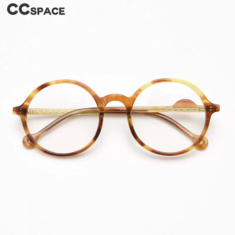 CCspace Unisex Full Rim Round Acetate Frame Eyeglasses 54613