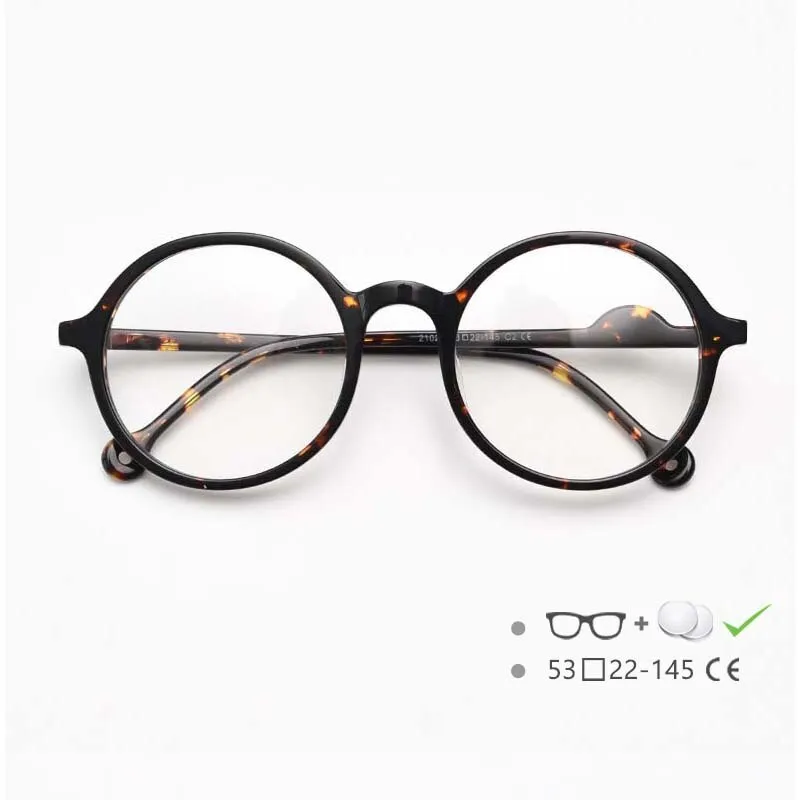 CCspace Unisex Full Rim Round Acetate Frame Eyeglasses 54613