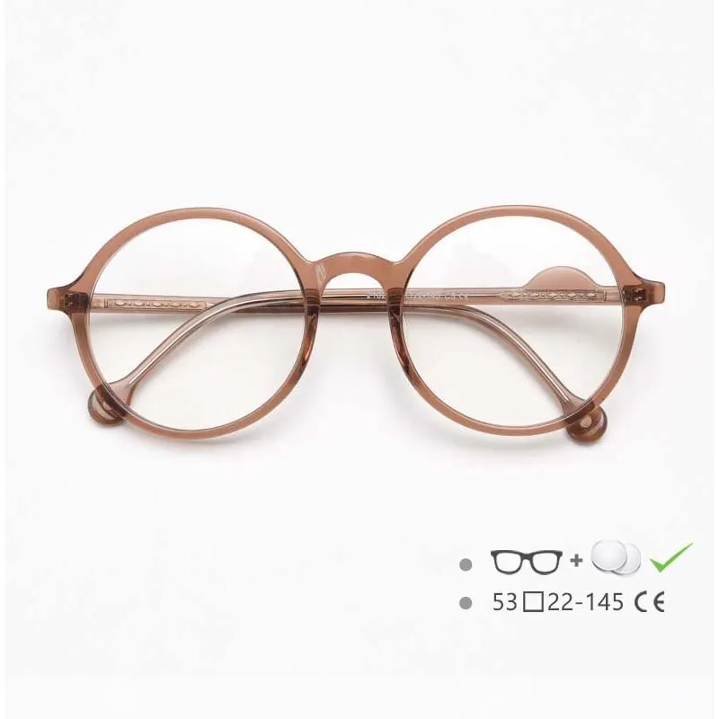 CCspace Unisex Full Rim Round Acetate Frame Eyeglasses 54613