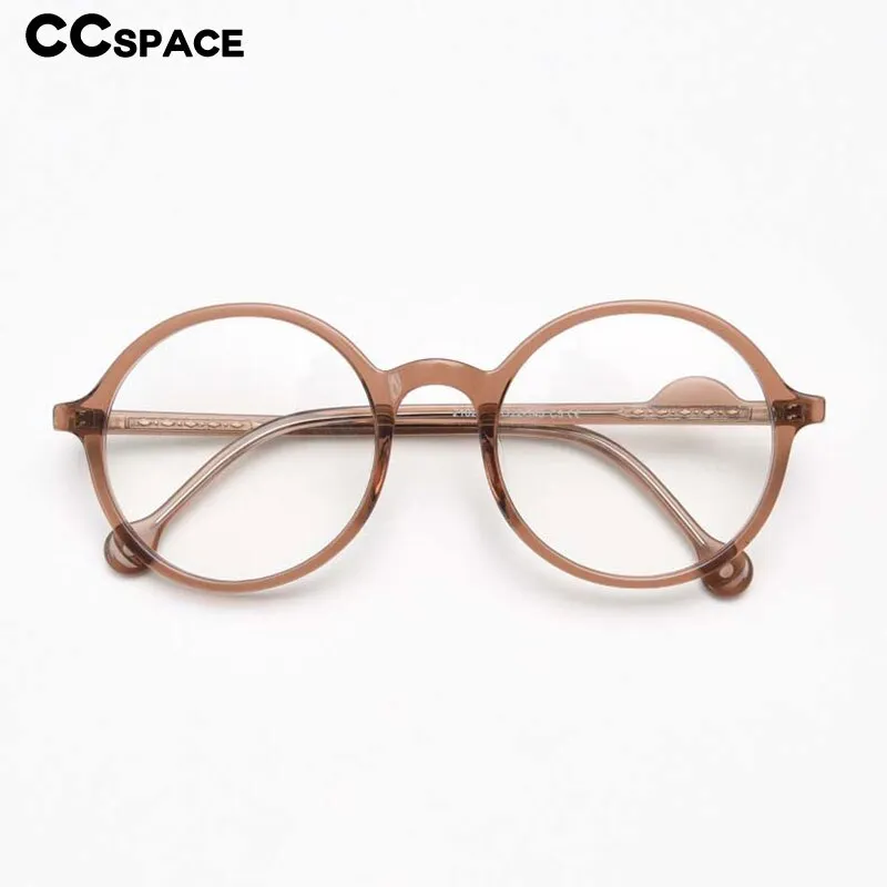 CCspace Unisex Full Rim Round Acetate Frame Eyeglasses 54613