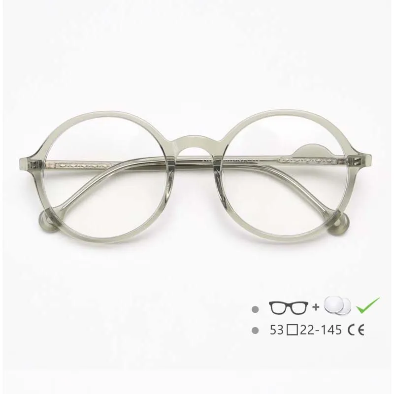 CCspace Unisex Full Rim Round Acetate Frame Eyeglasses 54613