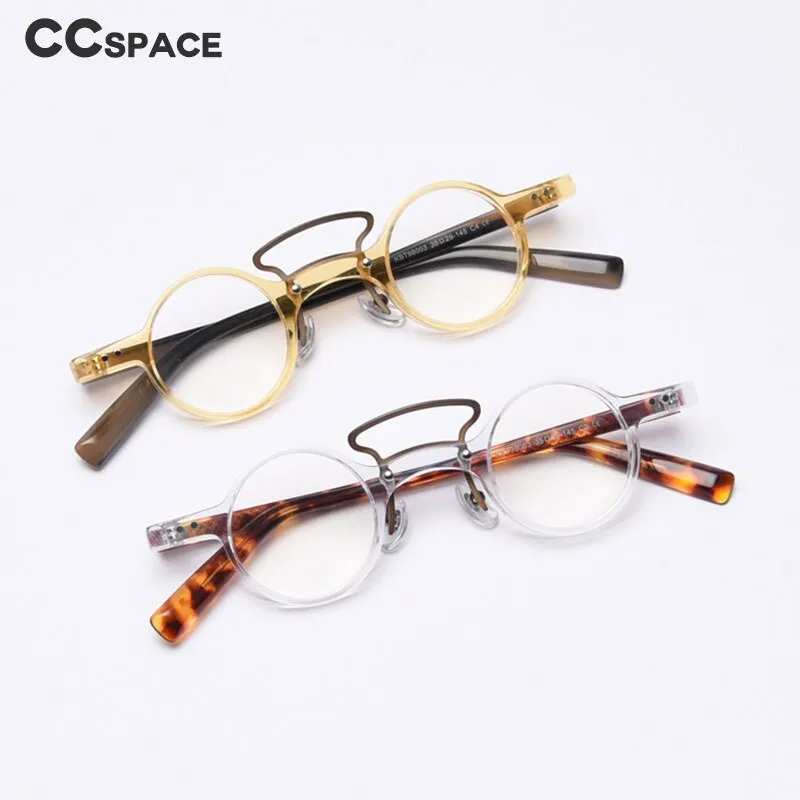 CCspace Unisex Full Rim Round Acetate Punk Double Bridge Frame Eyeglasses 49805