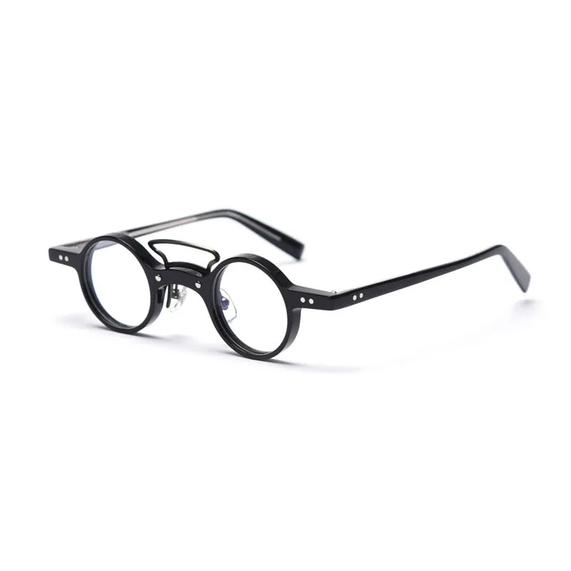 CCspace Unisex Full Rim Round Acetate Punk Double Bridge Frame Eyeglasses 49805