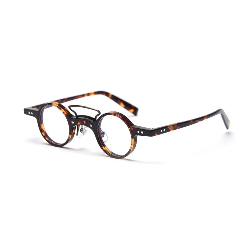 CCspace Unisex Full Rim Round Acetate Punk Double Bridge Frame Eyeglasses 49805
