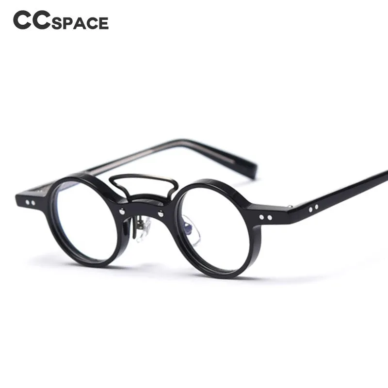 CCspace Unisex Full Rim Round Acetate Punk Double Bridge Frame Eyeglasses 49805