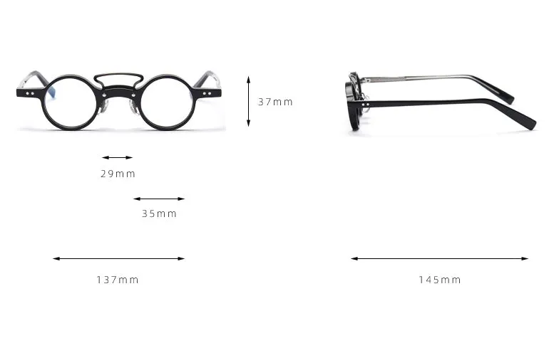 CCspace Unisex Full Rim Round Acetate Punk Double Bridge Frame Eyeglasses 49805