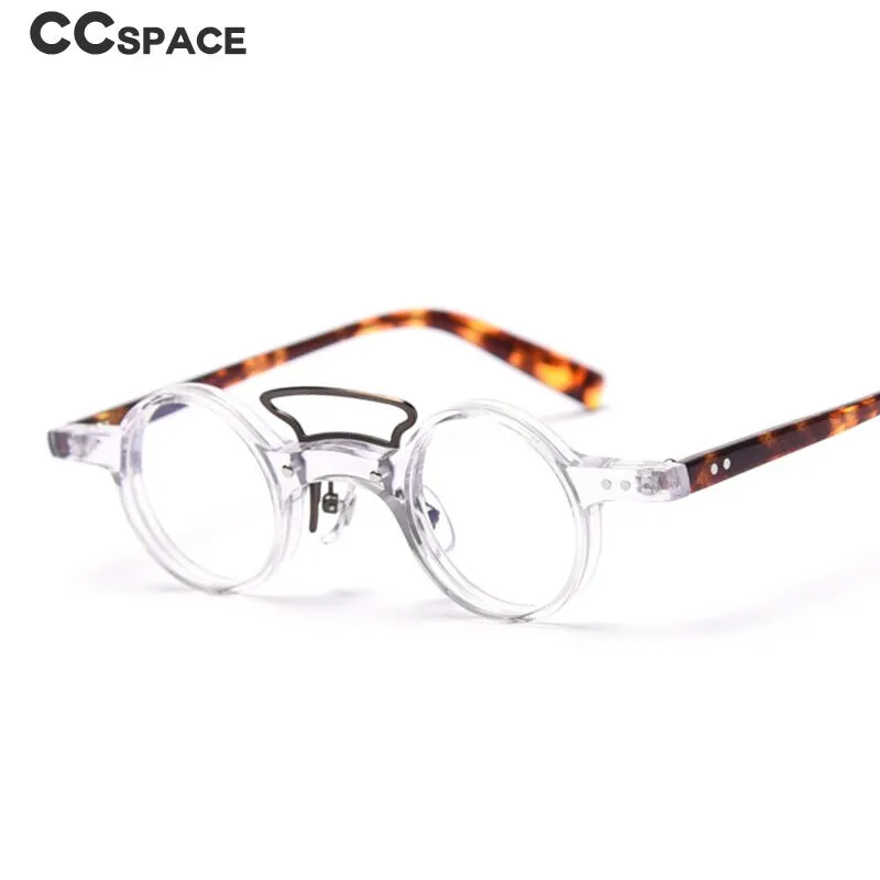 CCspace Unisex Full Rim Round Acetate Punk Double Bridge Frame Eyeglasses 49805