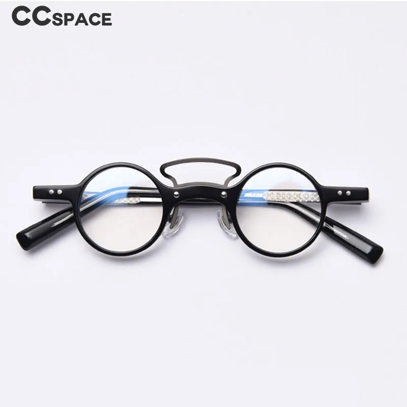 CCspace Unisex Full Rim Round Acetate Punk Double Bridge Frame Eyeglasses 49805